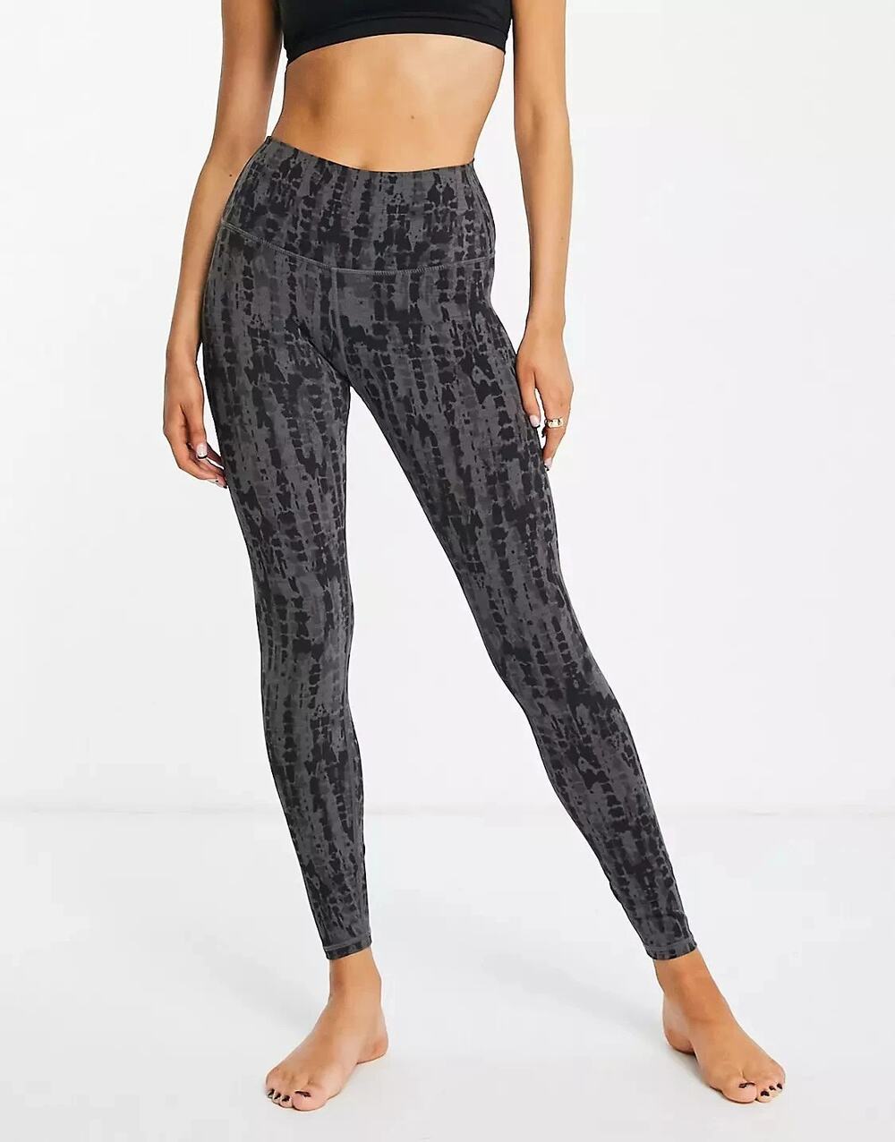 Varley Womens Size Small Black Gray Tie Dye Luna 7/8 Leggings
